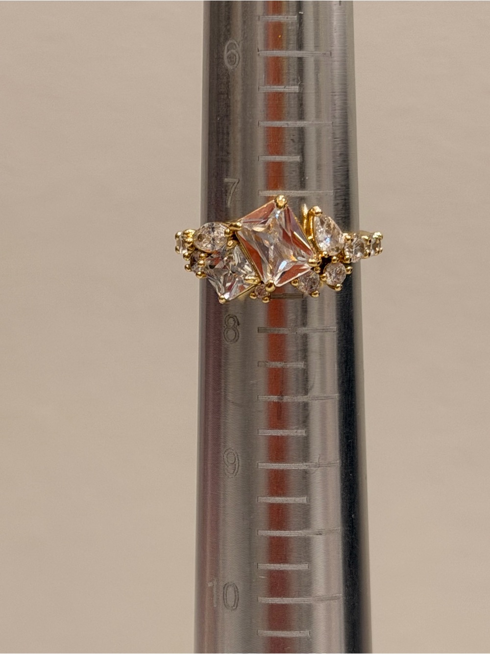 Bomb Party! Gold-Tone Clear Crystal Square-Cut Ring